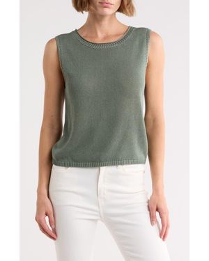 Max Studio Pointelle Sweater Tank - Green