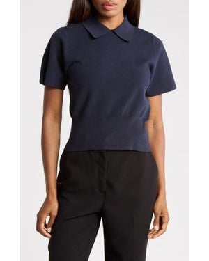 3.1 Phillip Lim Cotton Blend Crepe Polo - Black