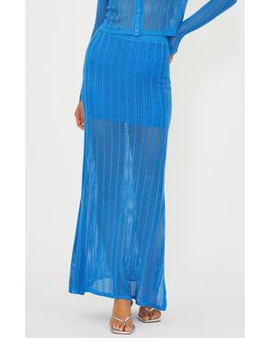 Beach Riot Ivana Open Knit Cover-Up Pencil Skirt - Blue