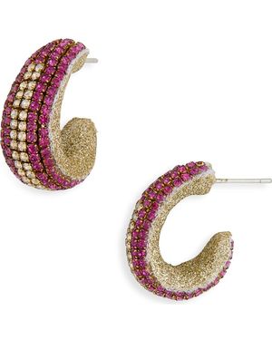 Deepa Gurnani Biles Crystal Hoop Earrings - Pink