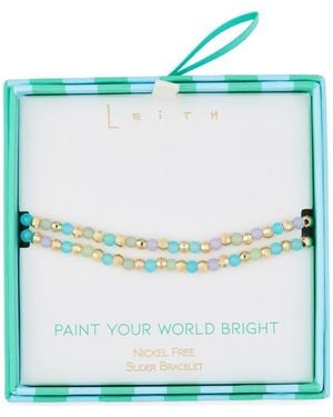 Leith Beaded 2-Row Slider Bracelet - Blue