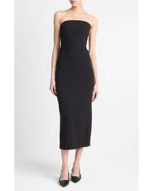 Vince Ruched Strapless Midi Dress - Black