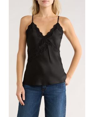 Leith Lace Trim Satin Camisole - Black