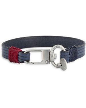 Caputo & Co. Embossed Multistripe Leather Bracelet - Blue