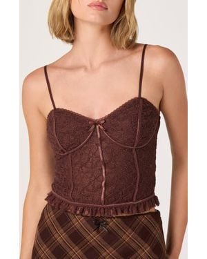 Astr Lace Bustier Crop Camisole - Black