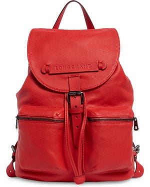 Longchamp Medium 3D Leather Backpack - Red