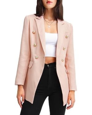 Belle & Bloom Textured Weave Double Breasted Blazer - Pink