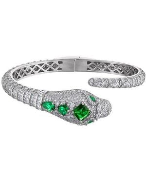 FZN Pavé Cubic Zirconia Snake Bypass Bracelet - Blue