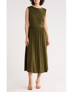 WEST K Ruched Sleeveless Midi Dress - Green