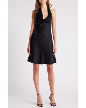 French Connection Ennis Satin Halter Minidress - Black