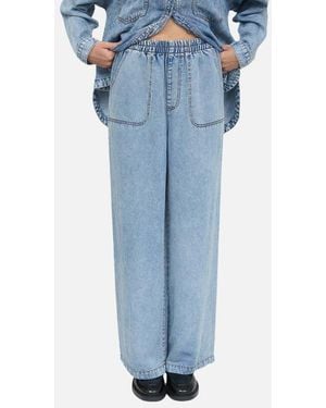 Blu Pepper Washed Wide Leg Pants - Blue