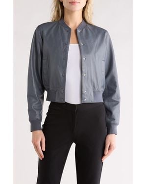 AllSaints Riley Leather Bomber Jacket - Blue