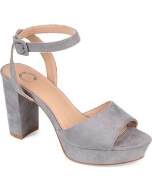 Journee Collection Nairri Vegan Leather Platform Sandals - Gray