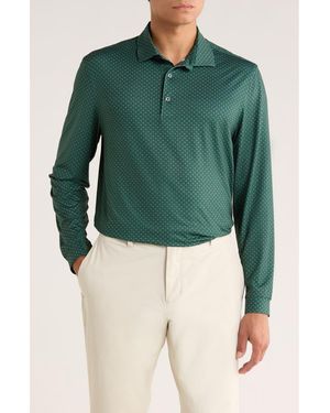 Greg Norman Fairway Pins Long Sleeve Performance Golf Polo - Green