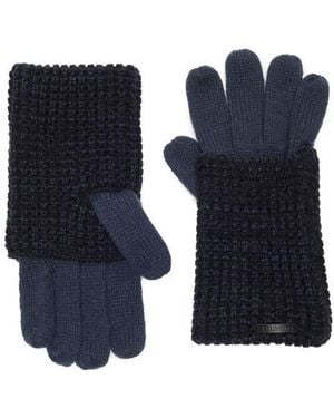 AllSaints Angled Stitch Marled Gloves - Blue