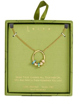 Leith Cubic Zirconia Rondelle Charm Circle Pendant Necklace - Green