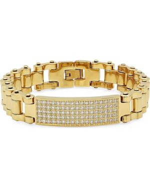 Steeltime Cubic Zirconia Id Chain Bracelet - Metallic