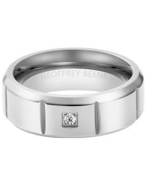 Geoffrey Beene Stainless Steel Cubic Zirconia Band Ring - Metallic