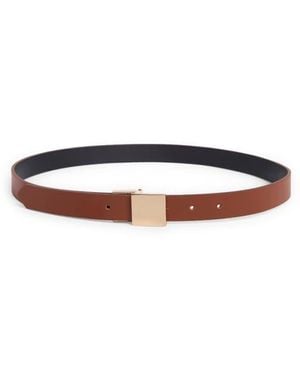 Linea Pelle Square Plaque Buckle Reversible Faux Leather Belt - White