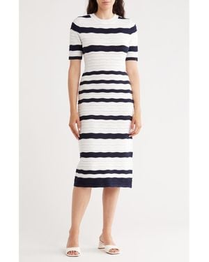 Nanette Lepore Stripe Pointelle Stitch Sweater Dress - Multicolor