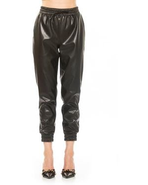 Alexia Admor Axel Faux Leather Sweatpants - Black