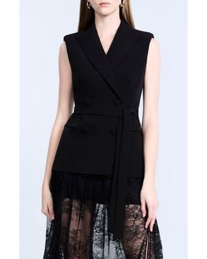 BCBGMAXAZRIA Belted Double Breasted Vest - Black