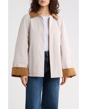 Sam Edelman Corduroy Trim Rain Jacket - Gray