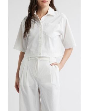 Bernardo Crop Button-Up Shirt - Gray