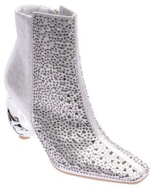Lady Couture Breeze Rhinestone Pointed Toe Bootie - White