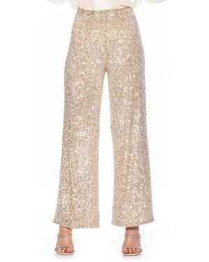 Alexia Admor Illy Wide Leg Sequin Pants - Natural