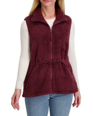 Lucky Brand Faux Shearling Zip Front Vest - Red