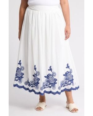 Forgotten Grace Embroidered Maxi Skirt - White