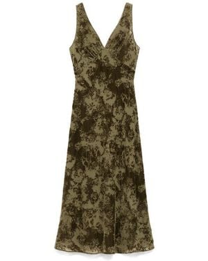 Mango Floral Burnout Sleeveless Maxi Dress - Green