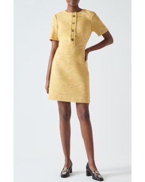 LK Bennett Varley Short Sleeve Tweed Shift Dress - Natural