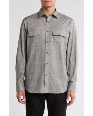 Bugatchi Julian Long Sleeve Woven Shirt - Gray