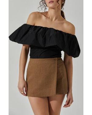 Astr Ruffle Off The Shoulder Top - Black