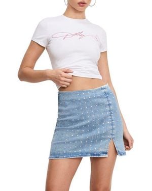 GOOD AMERICAN Dolly Signature Super Stretch Baby Tee - Blue