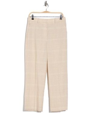 Theory Roswell Plaid Crop Straight Leg Pants - Natural