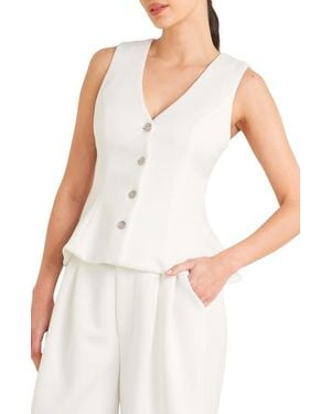 FREEMARKET Button Front Stretch Vest - White