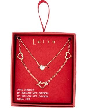 Leith Set Of 2 Assorted Cubic Zirconia Chain Necklaces - Red