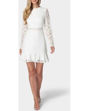 Bebe Lace Long Sleeve Dress - White
