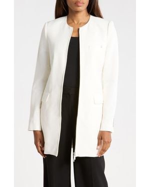 Helmut Lang Tailored Long Sleeve Zip Front Blazer Minidress - White