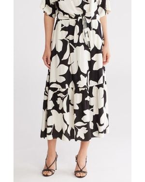 Ellen Tracy Tiered Pull-On Midi Skirt - Black