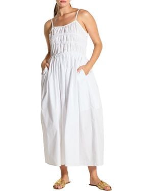Wishlist Sleeveless Smocked Cotton Midi Dress - Blue