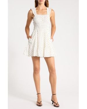 Abound Ruffle Strap Tiered Cotton Minidress - White