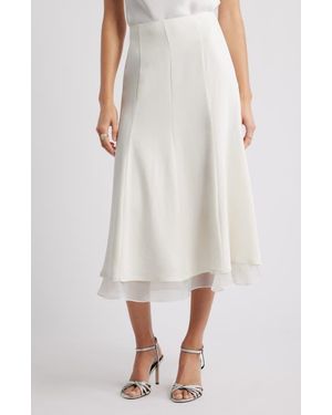 Nordstrom Seamed Layered Midi Skirt - White