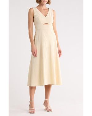 Theory Cutout Linen Blend Dress - Natural