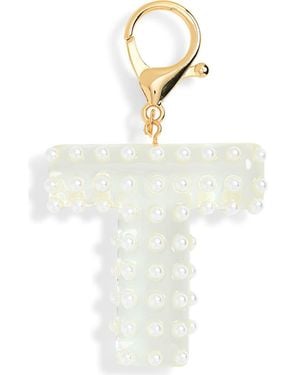 Leith Faux Pearl Initial Bag Charm - White