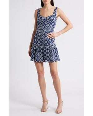 Adelyn Rae Vanni Eyelet Embroidered Minidress - Blue