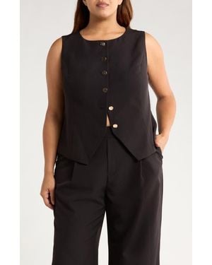 Gemma  Jane Hammered Button-Up Vest - Black